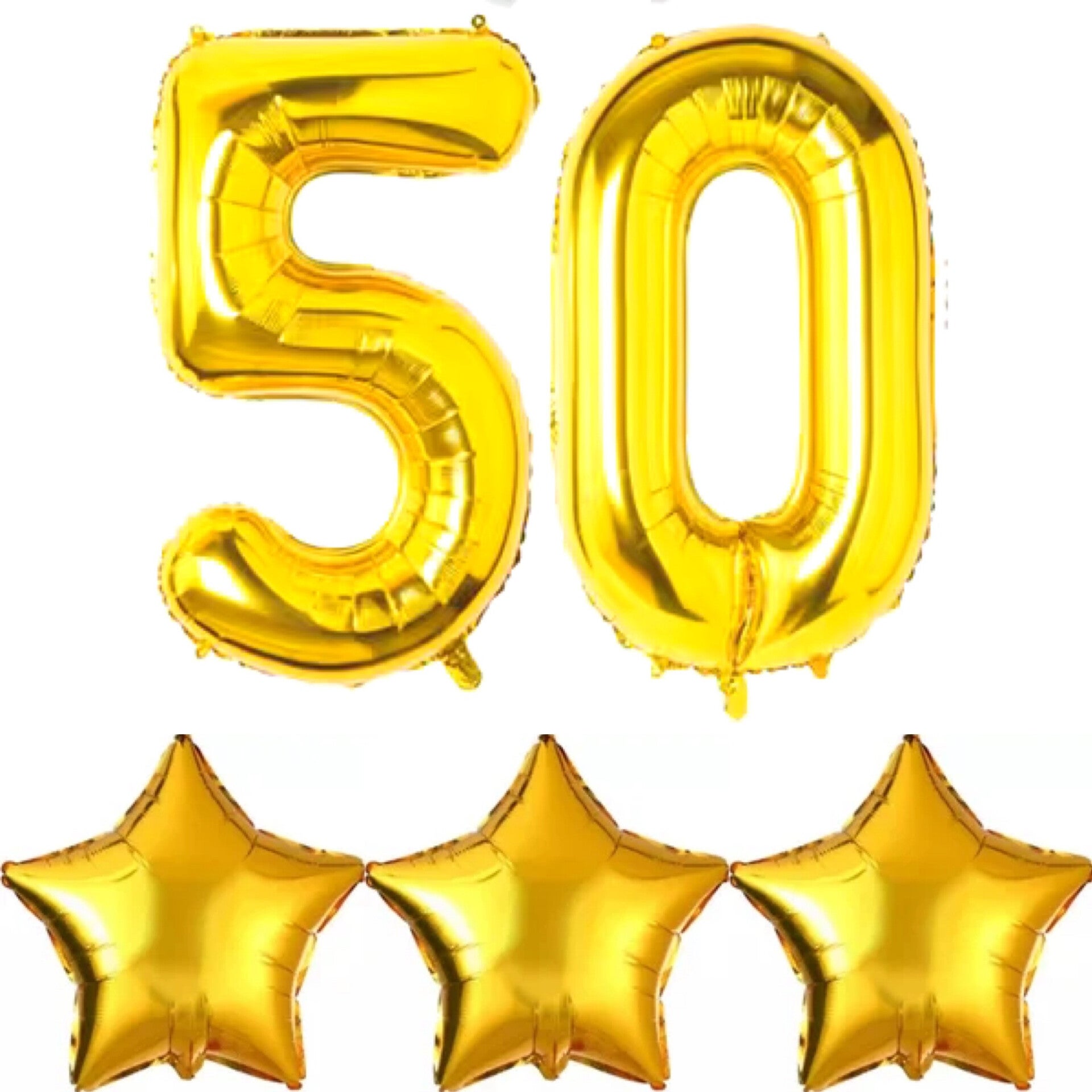 50 jaar folie ballonnen set goud met 3 gouden sterren
