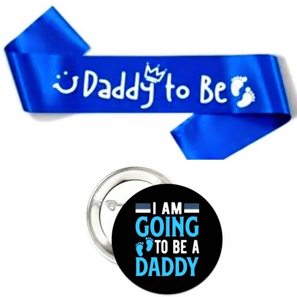 Sjerp en button set Daddy to Be blauw