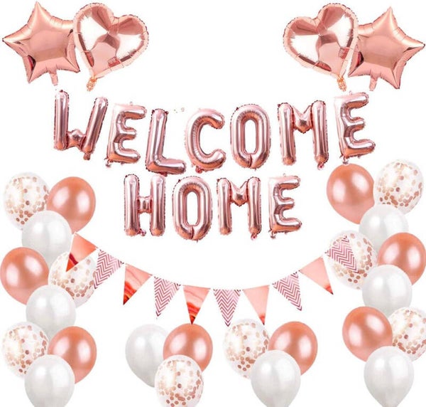 Welcome Home feestelijke grote decoratie set rosé goud
