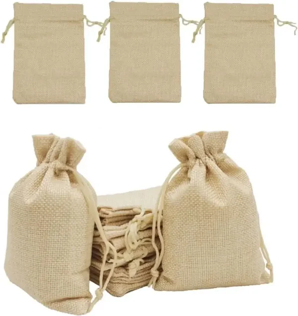 Jute zakje met treksluiting 9 x 12 cm