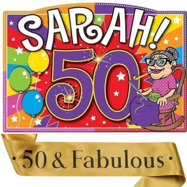 Sarah is 50 & fabulous set met deurbord en sjerp