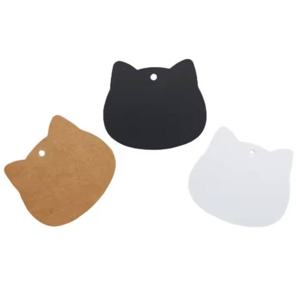 10 kraft kaartjes poezenhoofdje bruin, zwart of wit