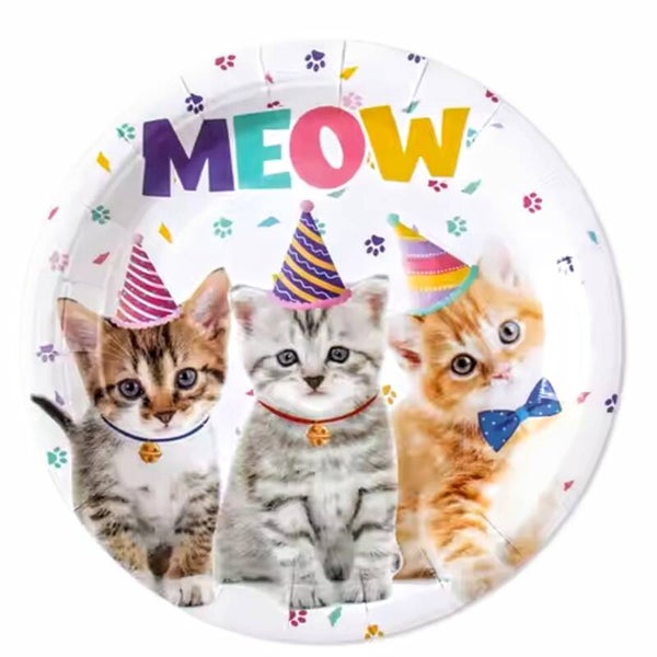 10 kartonnen bordjes 18 cm Meow Cats