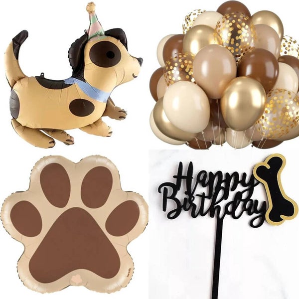 Honden Party set 33-delig bruin beige goud