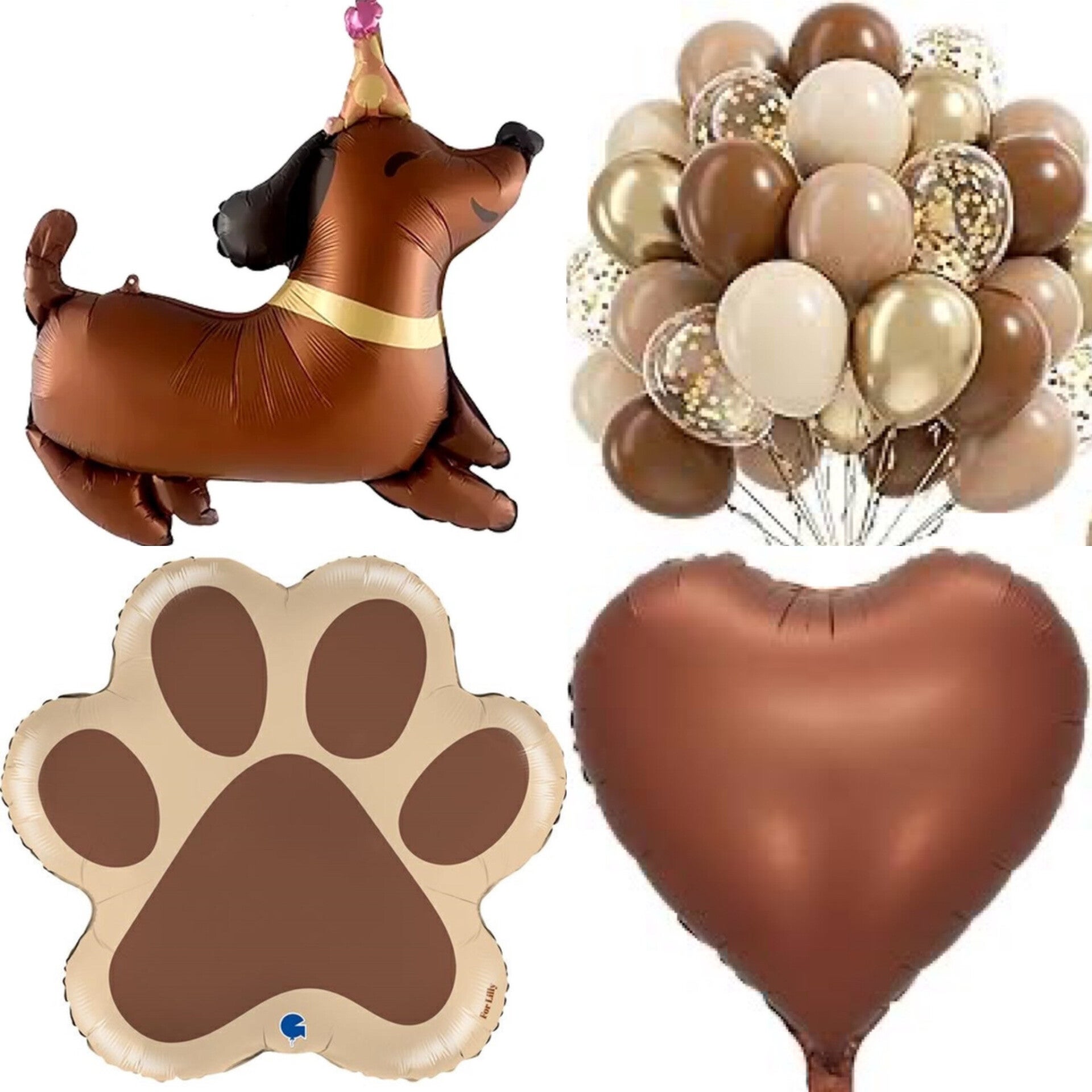 Honden ballonnen set Happy Dog bruin beige goud 33-delig