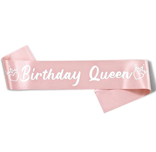 Birthday Queen sjerp roze met wit