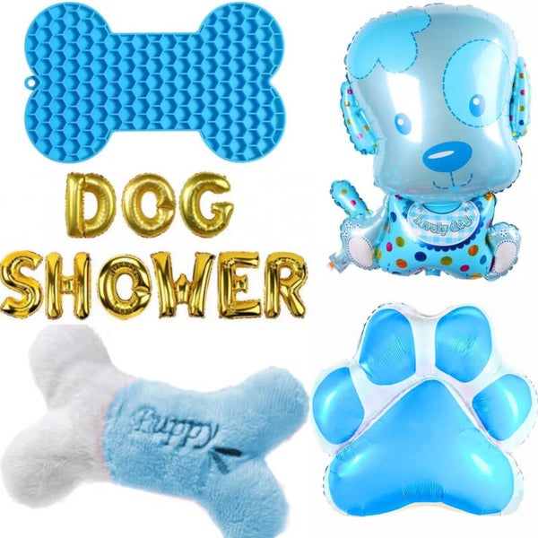 Honden puppy cadeau en decoratie set blauw