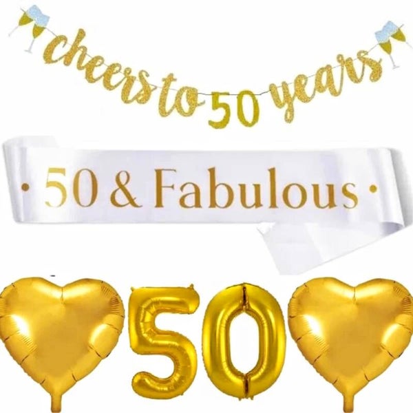 50 & Fabulous set goud met wit XL