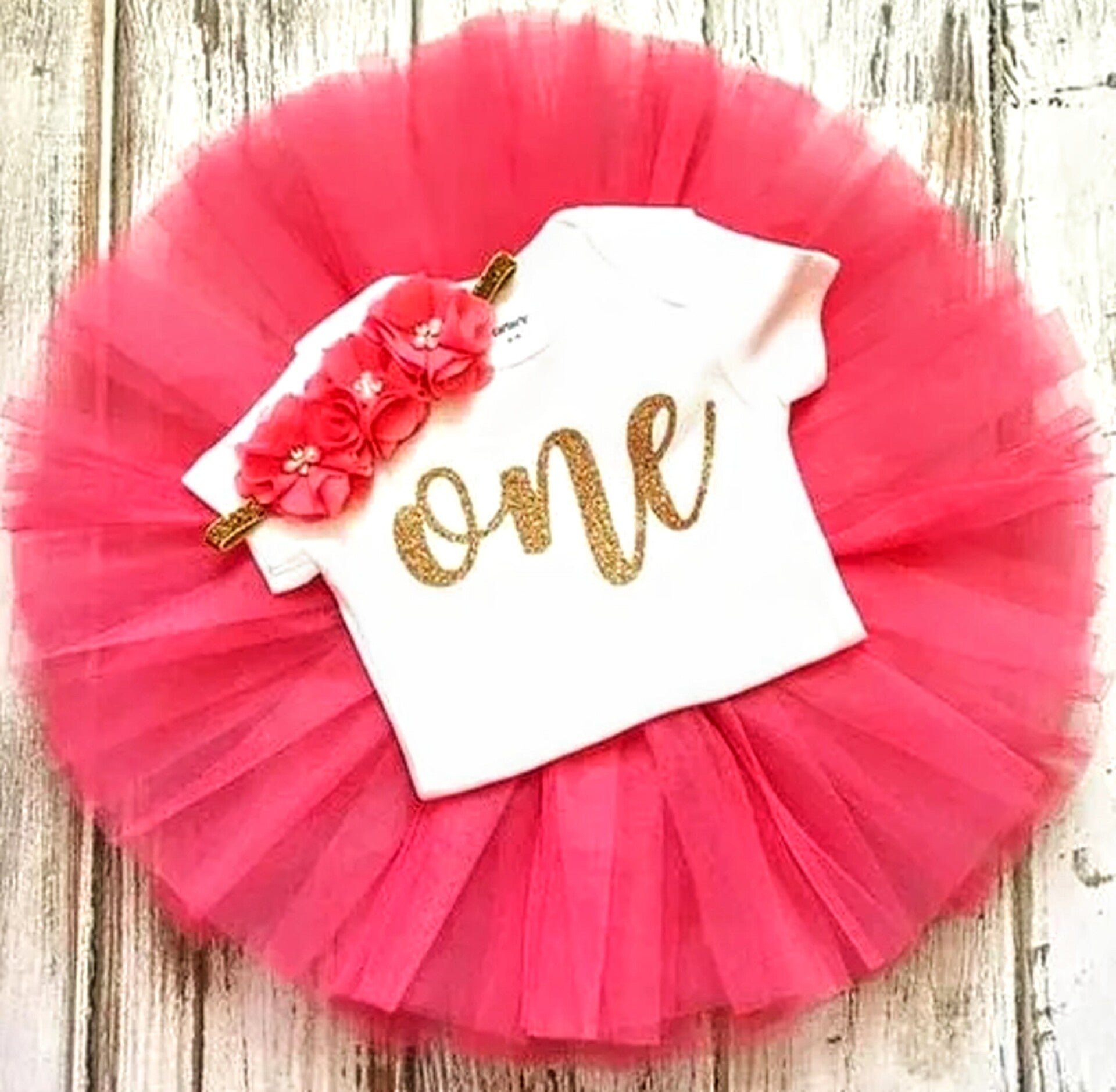 3-delig 1e verjaardag setje koraal rood and wit Elegant Flowers