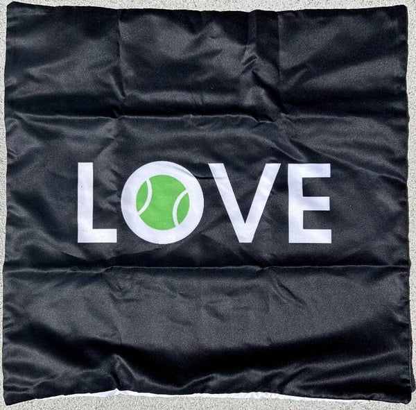 Kussen hoes Love tennis zwart met wit en groen