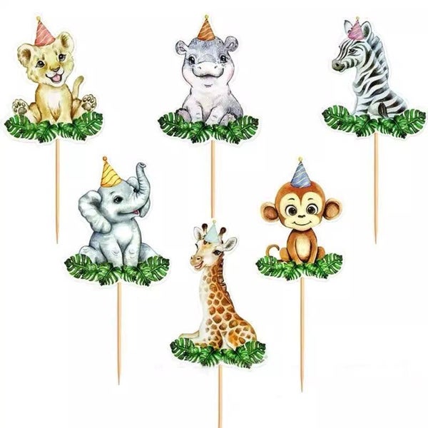 Jungle Animals cupcake toppers Party 6 stuks
