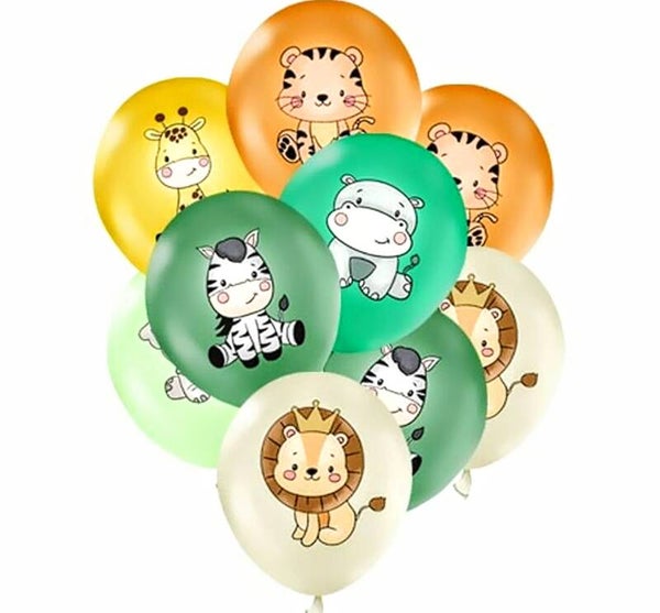 18 vrolijke latex jungle dieren ballonnen
