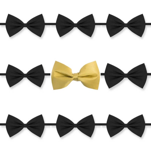 Set met 1 gouden en 8 zwarte vlinderdassen