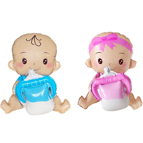 Folie ballon set Baby Boy en Girl met fles