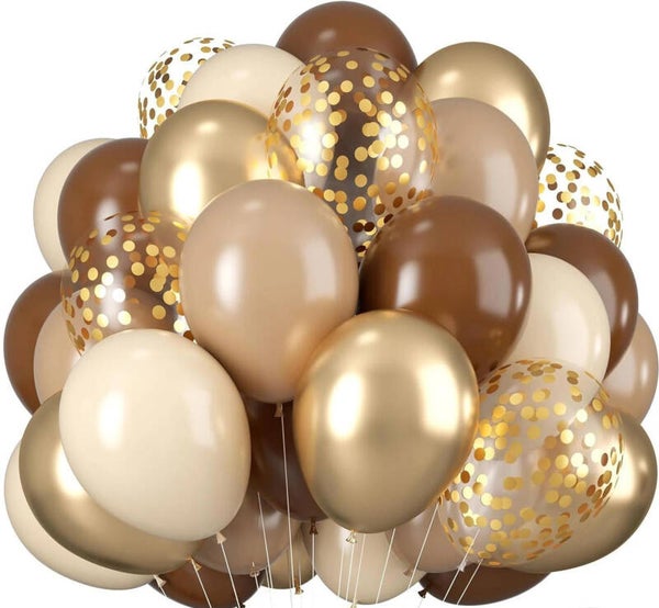 20-delige ballonnen set bruin, goud, ivoor en transparant