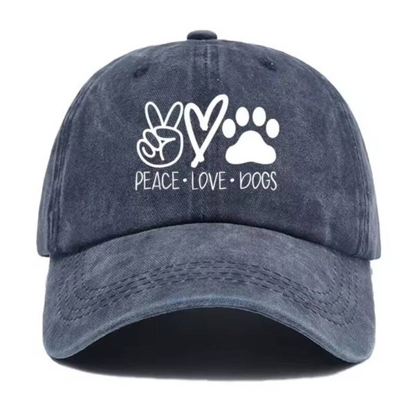 Cap Love Peace Dogs blauw