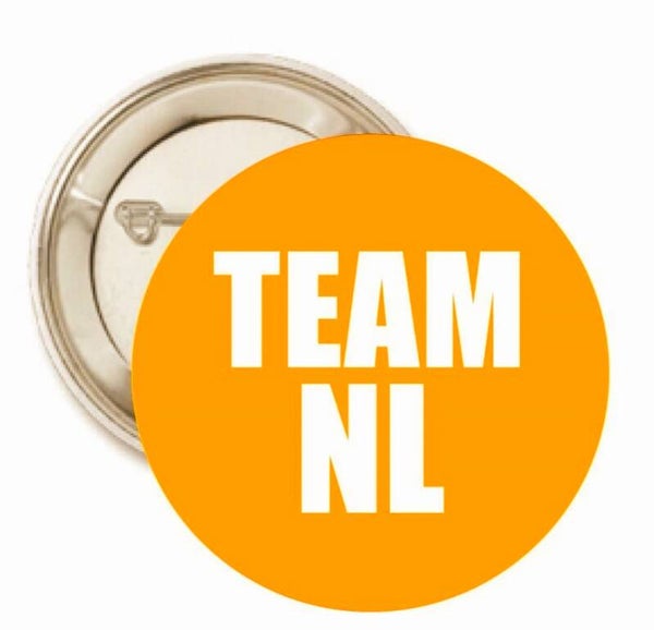 Oranje button of kleding (magneet) TEAM NL met of zonder eigen tekst