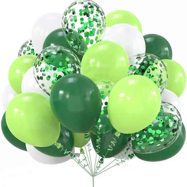 20-delige ballonnen set licht groen, donker groen, wit en transparant