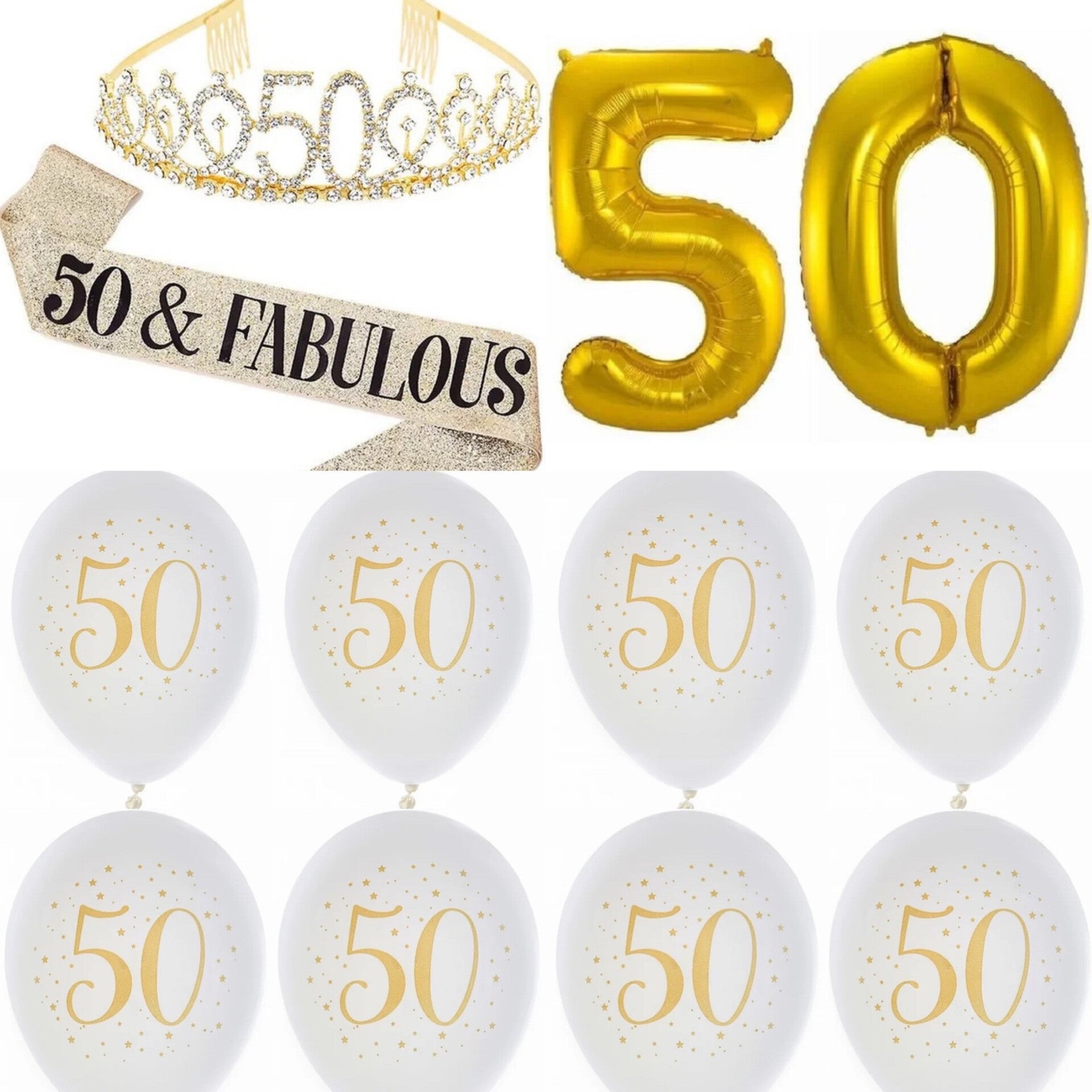 12-delige party set 50 & fabulous voor een 50-jarig jubileum of verjaardag