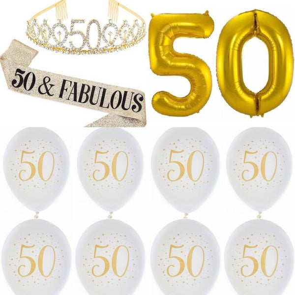 12-delige party set 50 & fabulous voor een 50-jarig jubileum of verjaardag