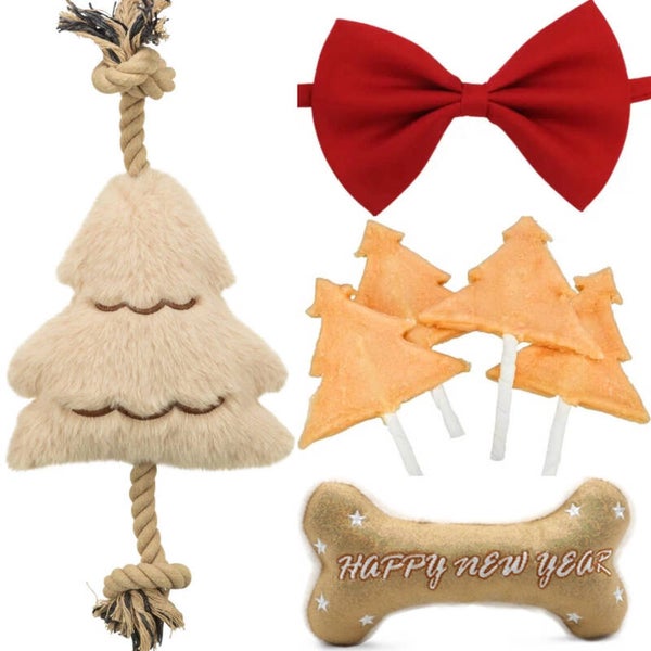 Merry Christmas & Happy New Year honden party pakket maat S of L