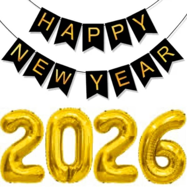 Slinger en ballonnen set Happy New Year 2026