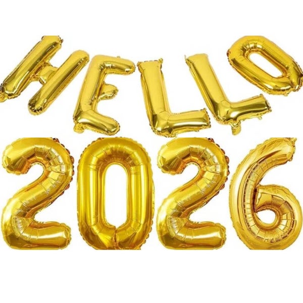 Hello 2025 folie ballonnen set goud