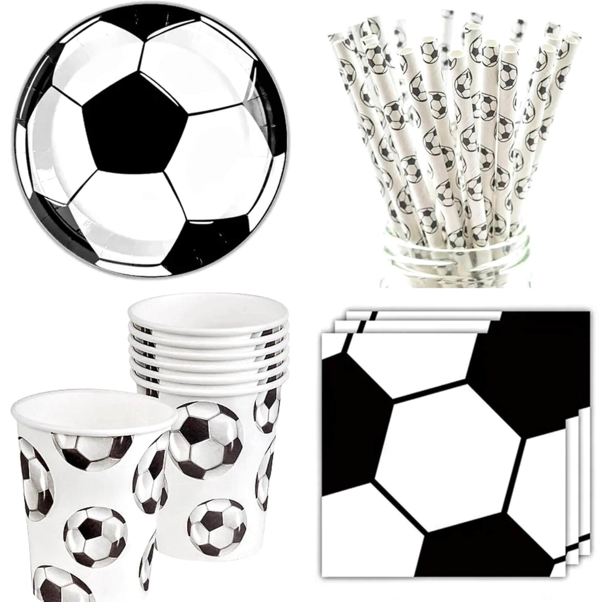 Voetbal party set zwart/wit 65-delig