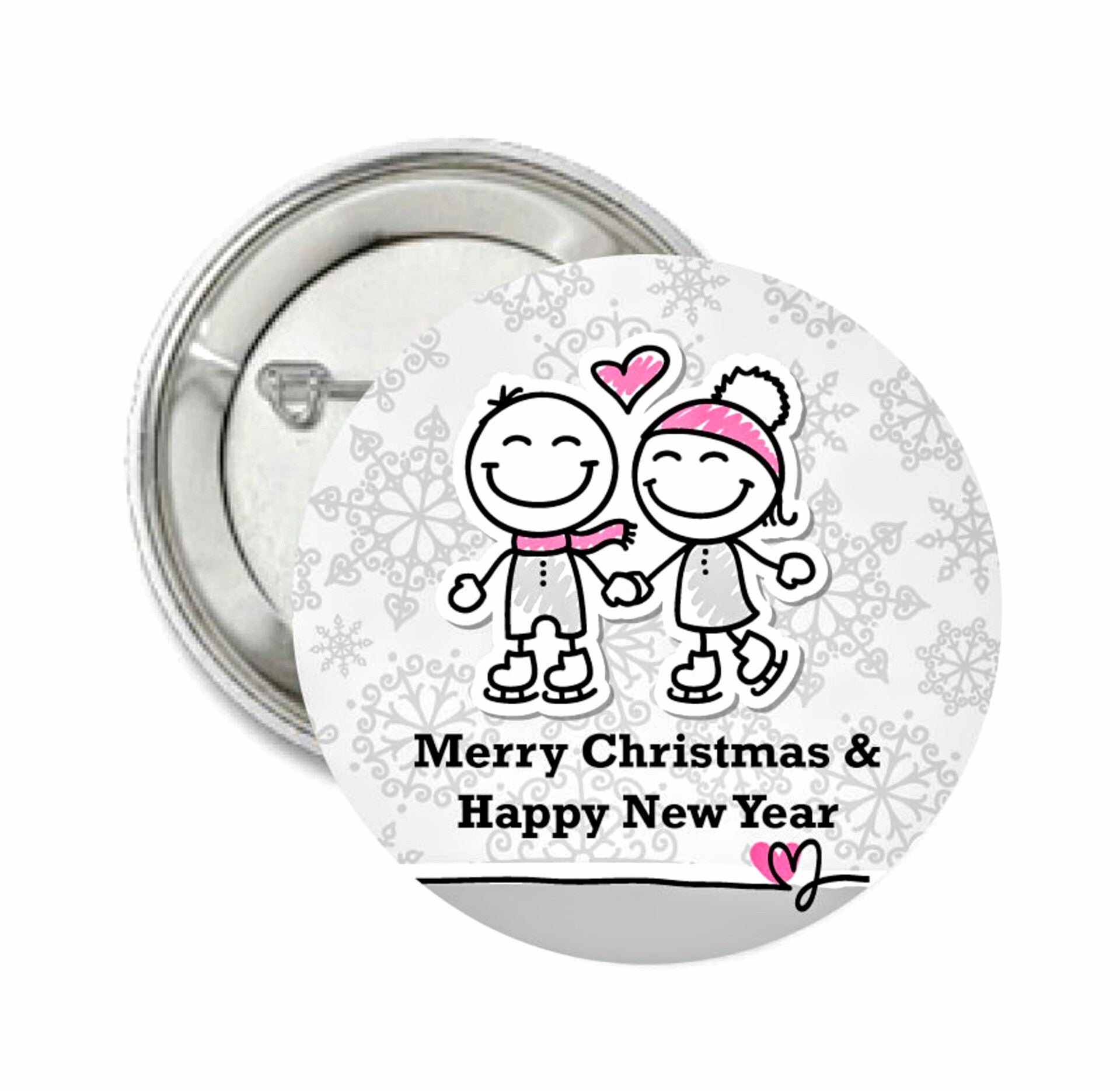 Button of (kleding)magneet Winterfun Merry Christmas & Happy New Year