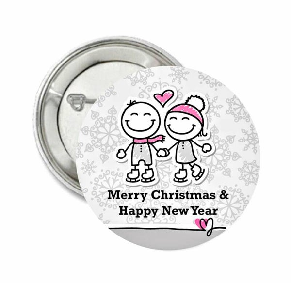 Button of (kleding)magneet Winterfun Merry Christmas & Happy New Year