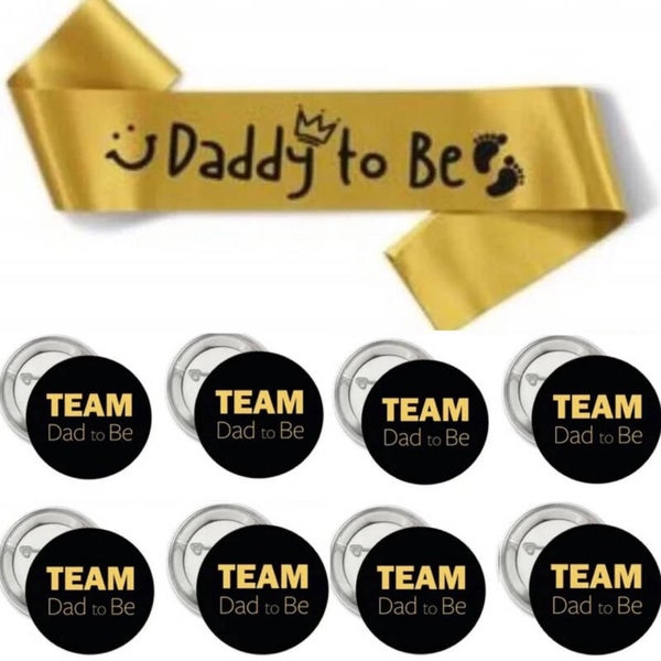 Dadchelor set 9-delig met sjerp en buttons goud met zwart