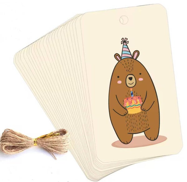 10 Capibara kaartjes aan jute touw