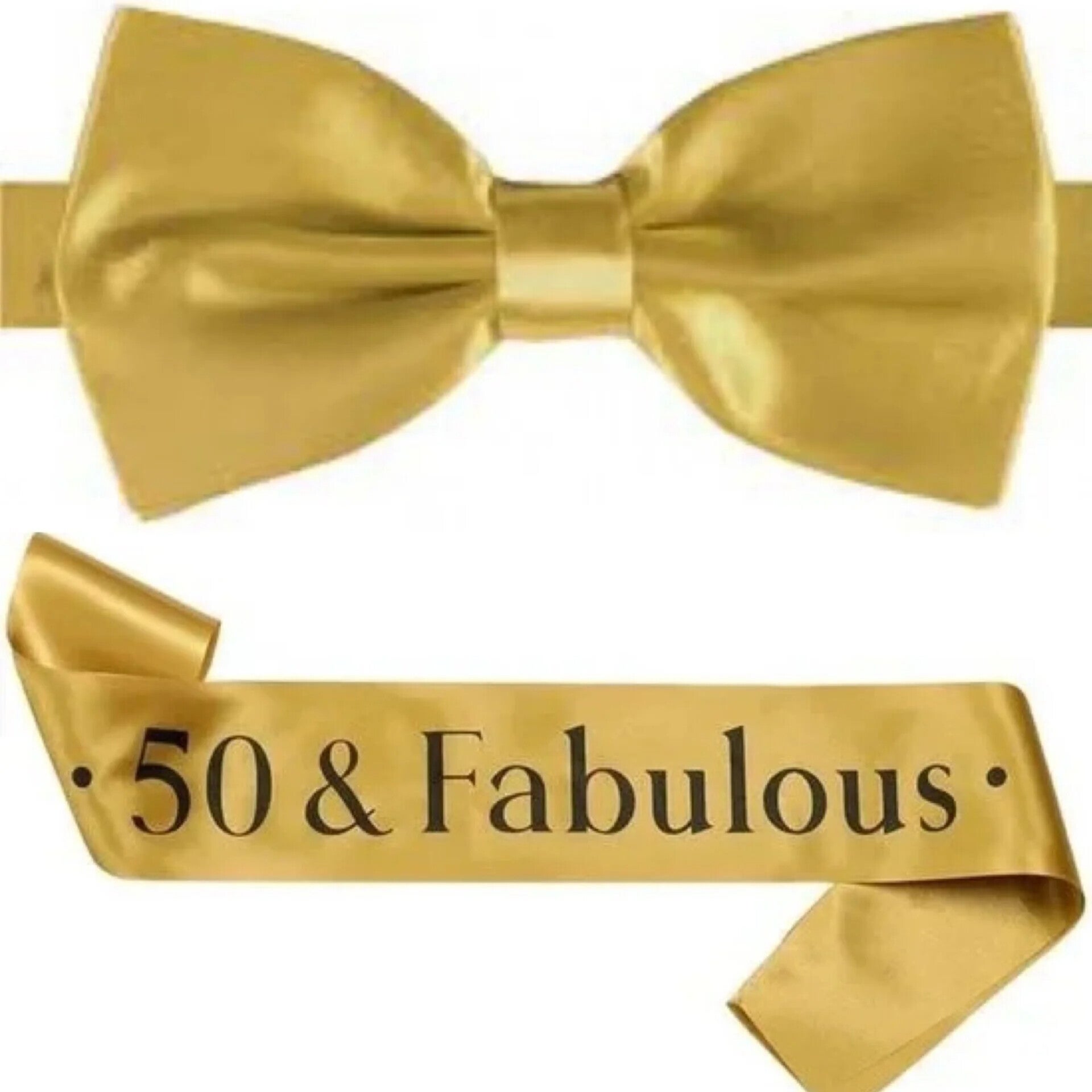 50 & Fabulous set met dasstrik en sjerp goud