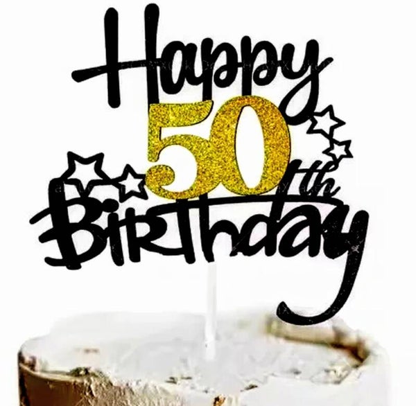 Taart topper Happy 50th Birthday