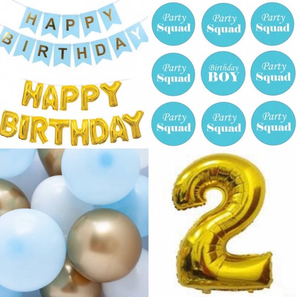 Happy Birthday decoratie set voor een tweede verjaardag 26-delig