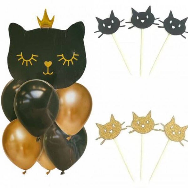 27-delig Fancy Cat party pakket zwart met goud