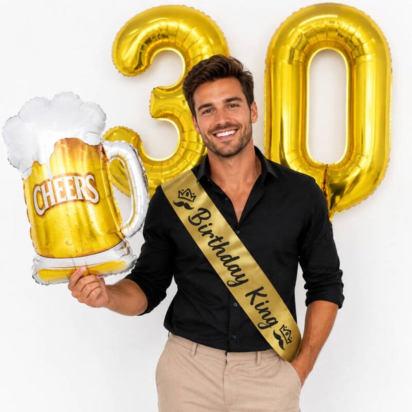 30 & Fabulous set met sjerp, bierpul en 30 folie ballonnen set