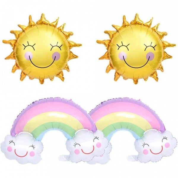 4-delige folie ballonnen set Rainbow and Sun