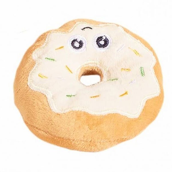 Honden speeltjes in de vorm van een donut met gezichtje wit
