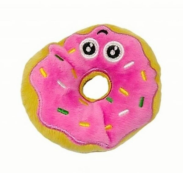 Honden speeltjes in de vorm van een donut met gezichtje roze