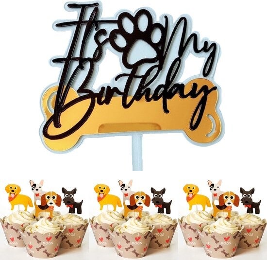 Cupcake en taart toppers It's My Barkday