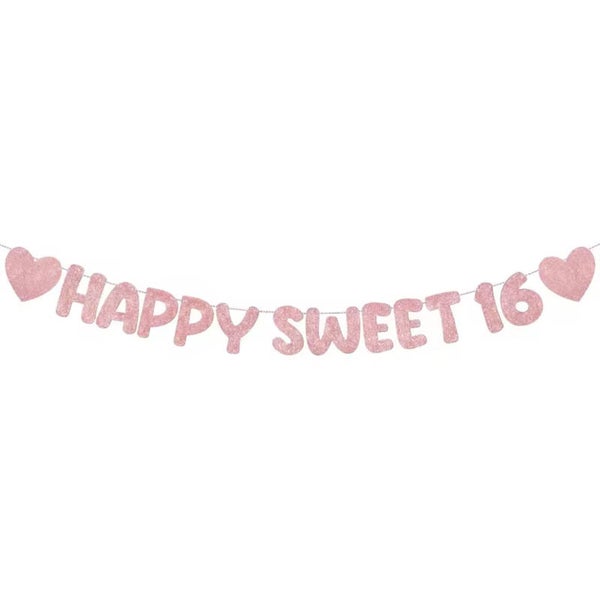 Banner Happy Sweet 16 rosé goud