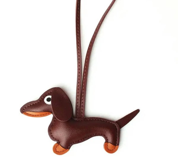 Teckel sleutelhanger/tashanger bruin