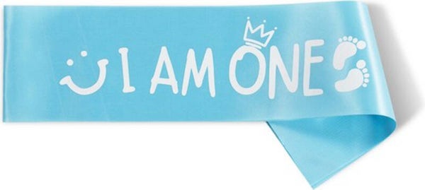 I am One eerste verjaardag sjerp licht blauw