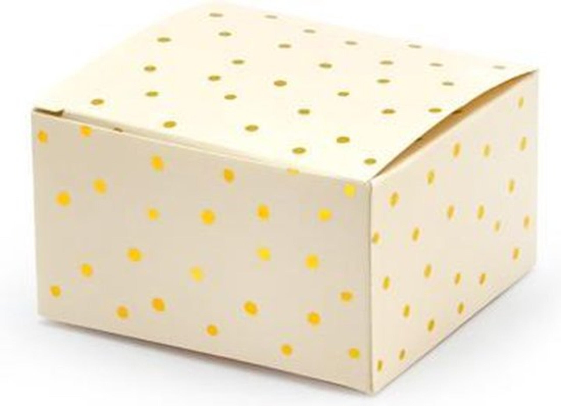 10 ivoorkleurige doosjes met goud folie stippen