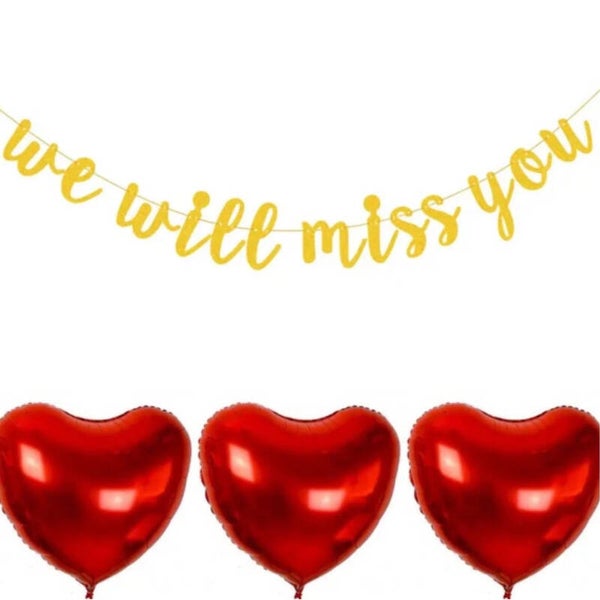 We Will Miss You slinger met 3 grote harten rood