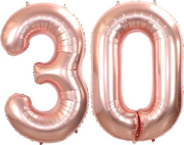 Folie ballonnen cijfer set 30 rosé goud