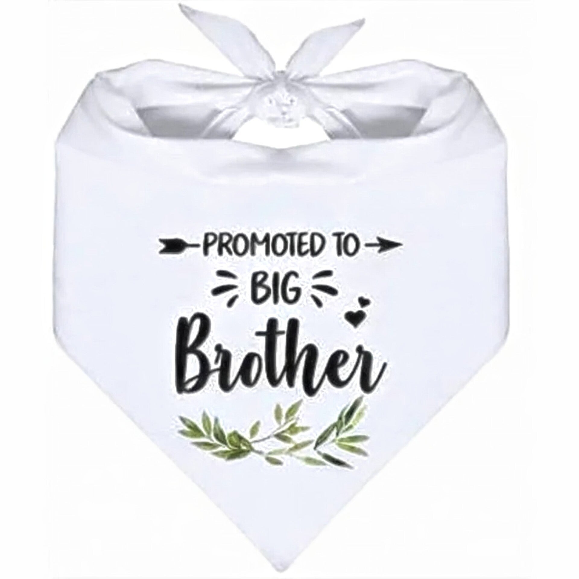 Honden bandana Promoted to Big Brother wit met zwarte tekst en bloembladeren