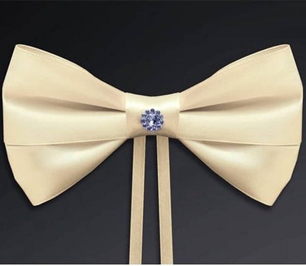 4 satijnen strikken ivoor met strass steentjes in het midden