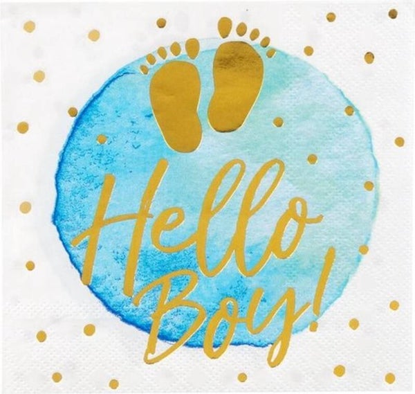 12 papieren servetten 'Hello Boy!'
